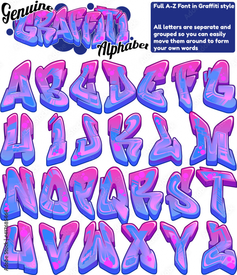 A full A-Z font in genuine graffiti style