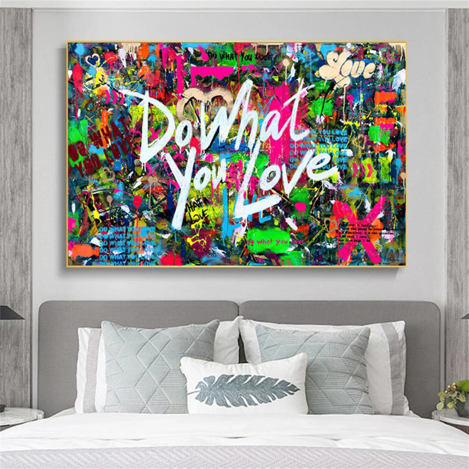 Abstract Colour Word Inspirational Posters and Prints Graffiti Love Heart  Banksy Wall Art Canvas Painting for Home Decor  x  cm ( x  inches)