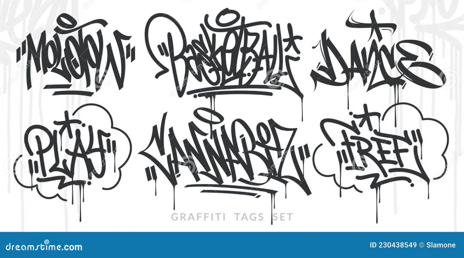 Abstract Handwritten Hip Hop Urban Street Art Graffiti Style Words