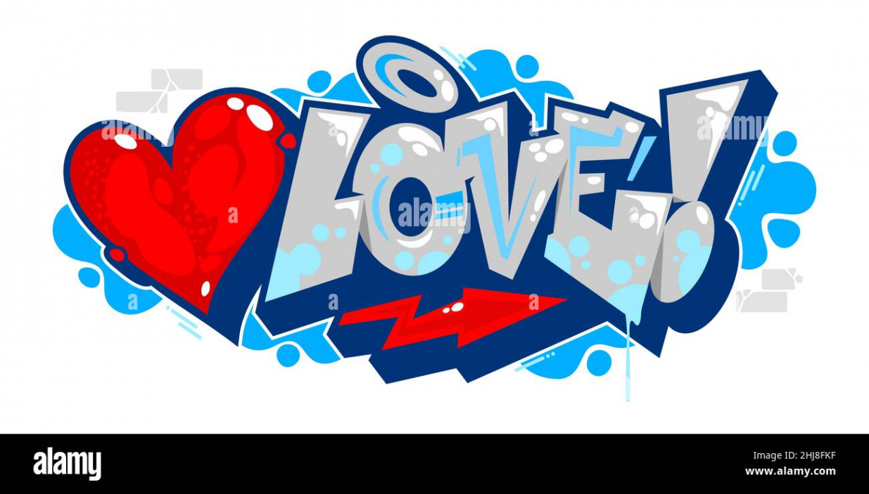 Abstract Isolated Word Love Graffiti Urban Streetart Style Font