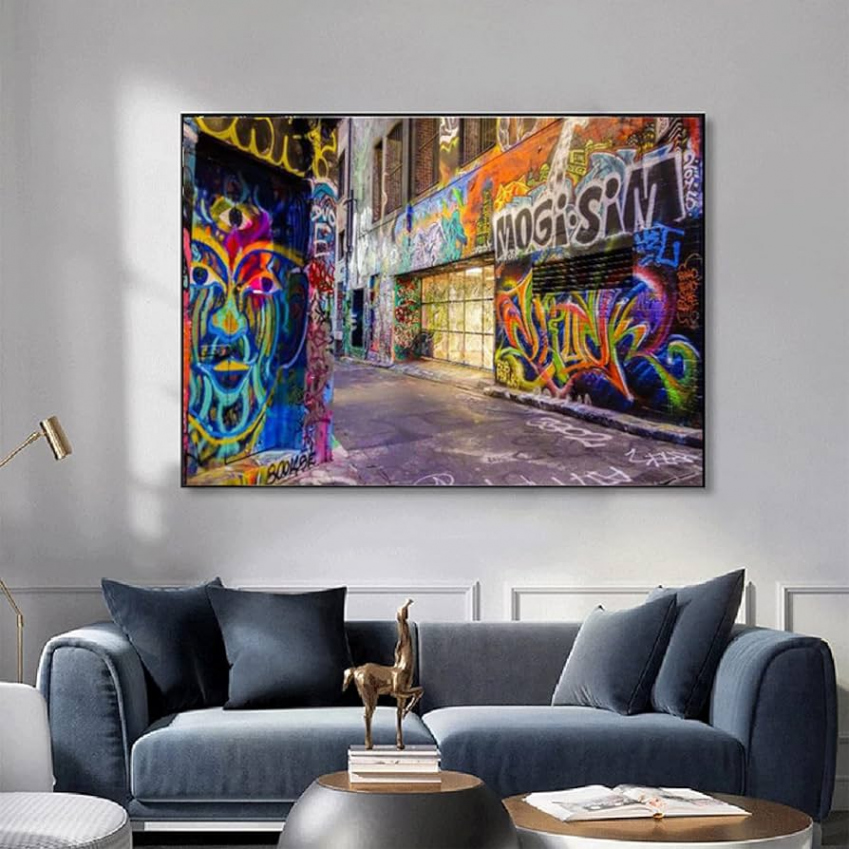 Abstract Street Graffiti Art Canvas Painting Modern Landscape Art Posters  and Prints Wall Art Picture for Living Room Decor xcm Frameless