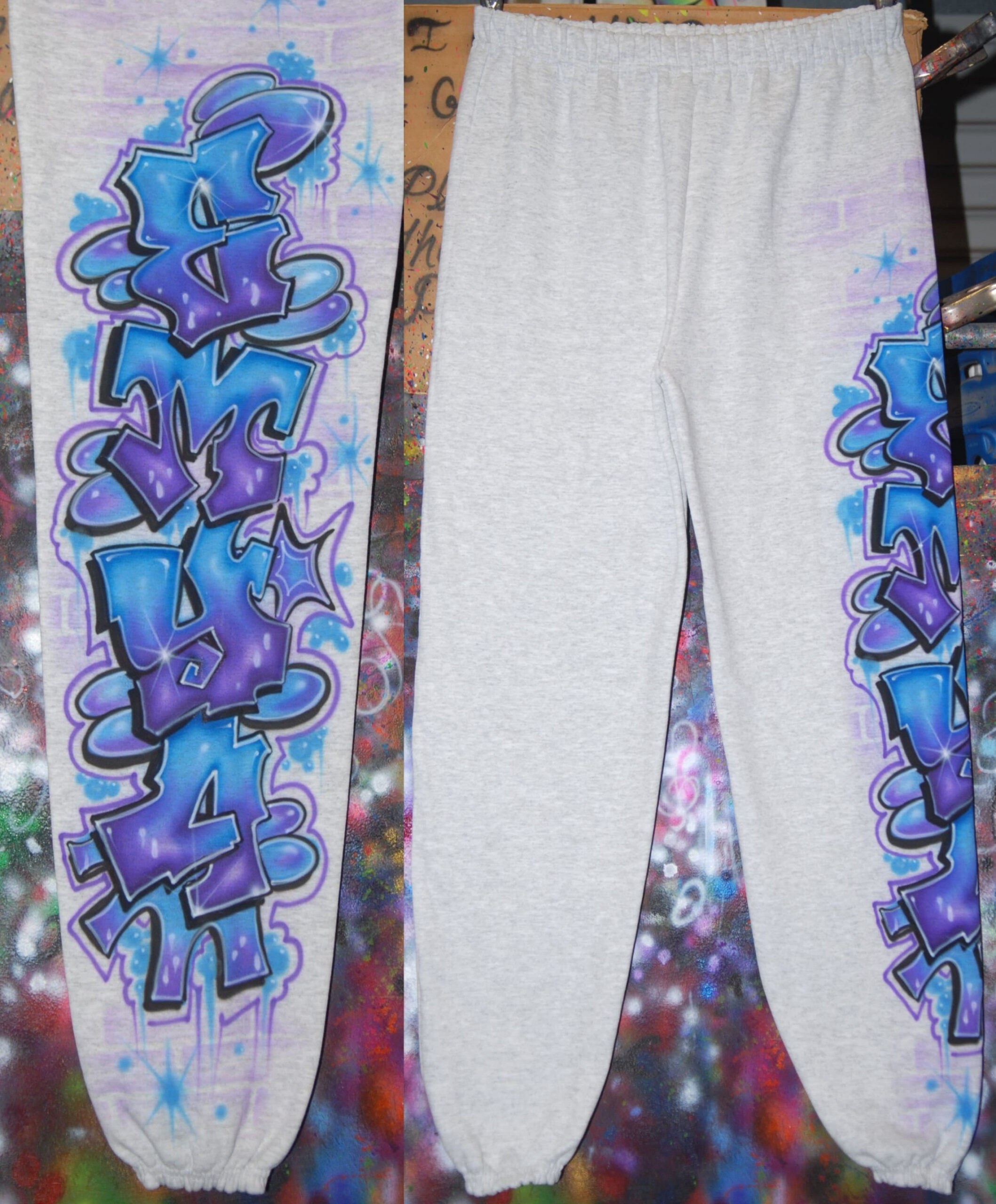 Airbrush Sweatpant Graffiti Lettering Name Party Pants - Etsy