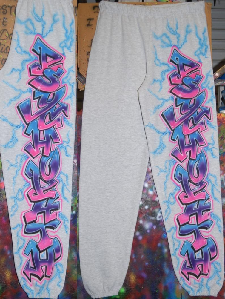 Airbrush Sweatpant Spraycan Graffiti Party Pants Rainbow Neon