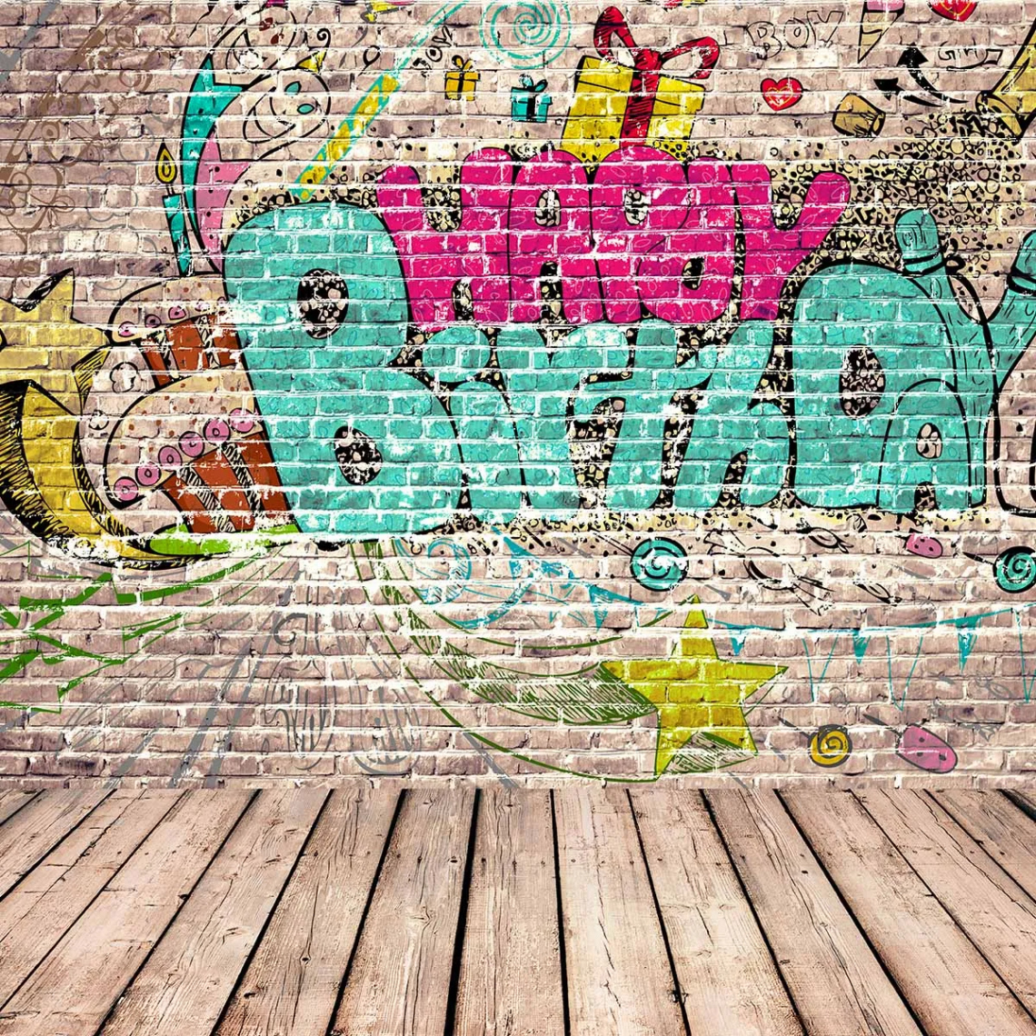 Allenjoy photography background store Graffiti wall theme backdrop Happy  Birthday and cute pattern background New Arrivals