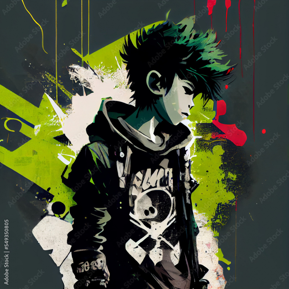 Anime graffiti atom punk kid Stock-Illustration  Adobe Stock