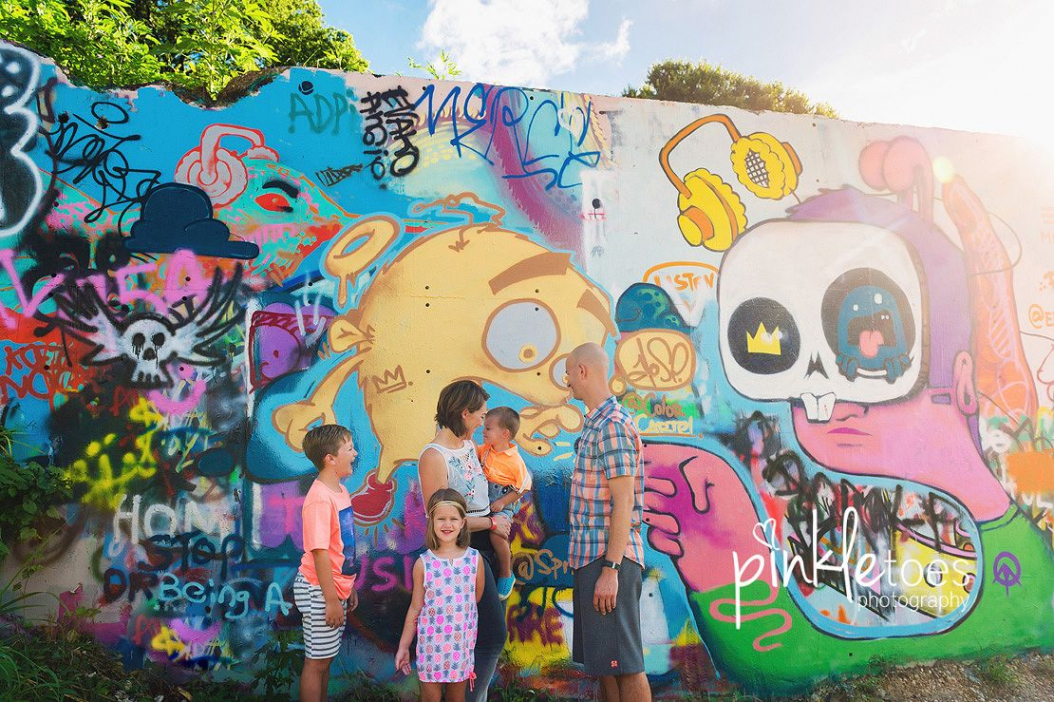 Austin Graffiti Park family photo session vivid in   Graffiti