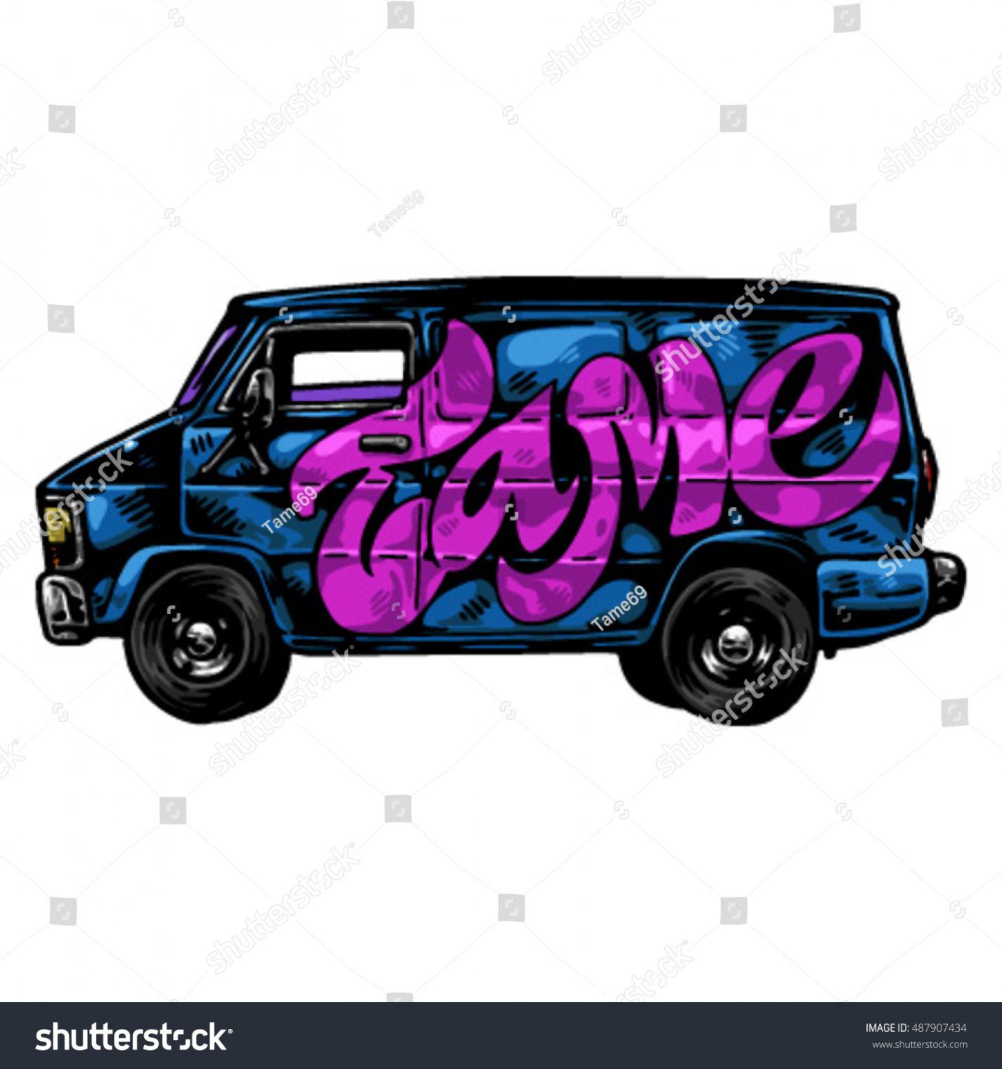 Auto Van Graffiti On Board Vector: Stock-Vektorgrafik (Lizenzfrei