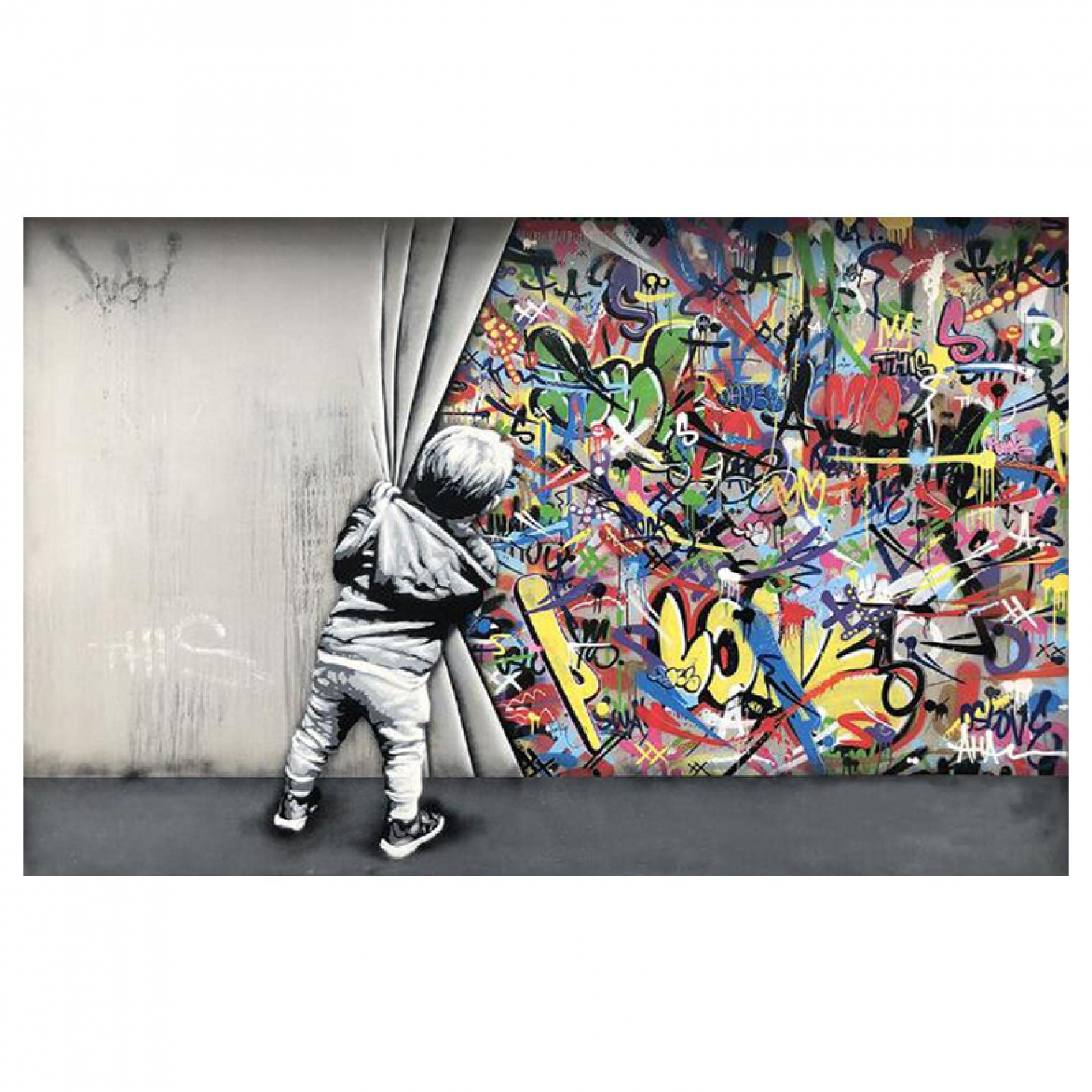 Banksy Graffiti Art Kids Lover Behind The Curtain Painitngs Wandkunst  Poster und Drucke Moderne Street Art Bilder Wohnkultur xcm (xin)  Mit