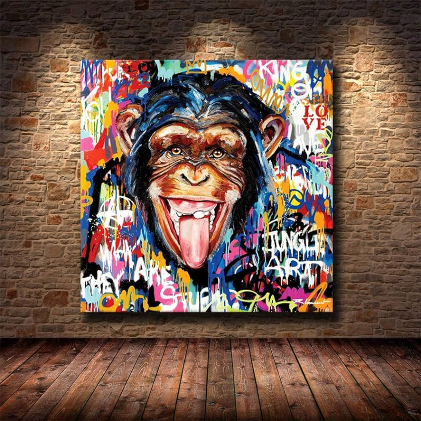 Banksy Graffiti Street Art Summary Cute Monkey Canvas Painting