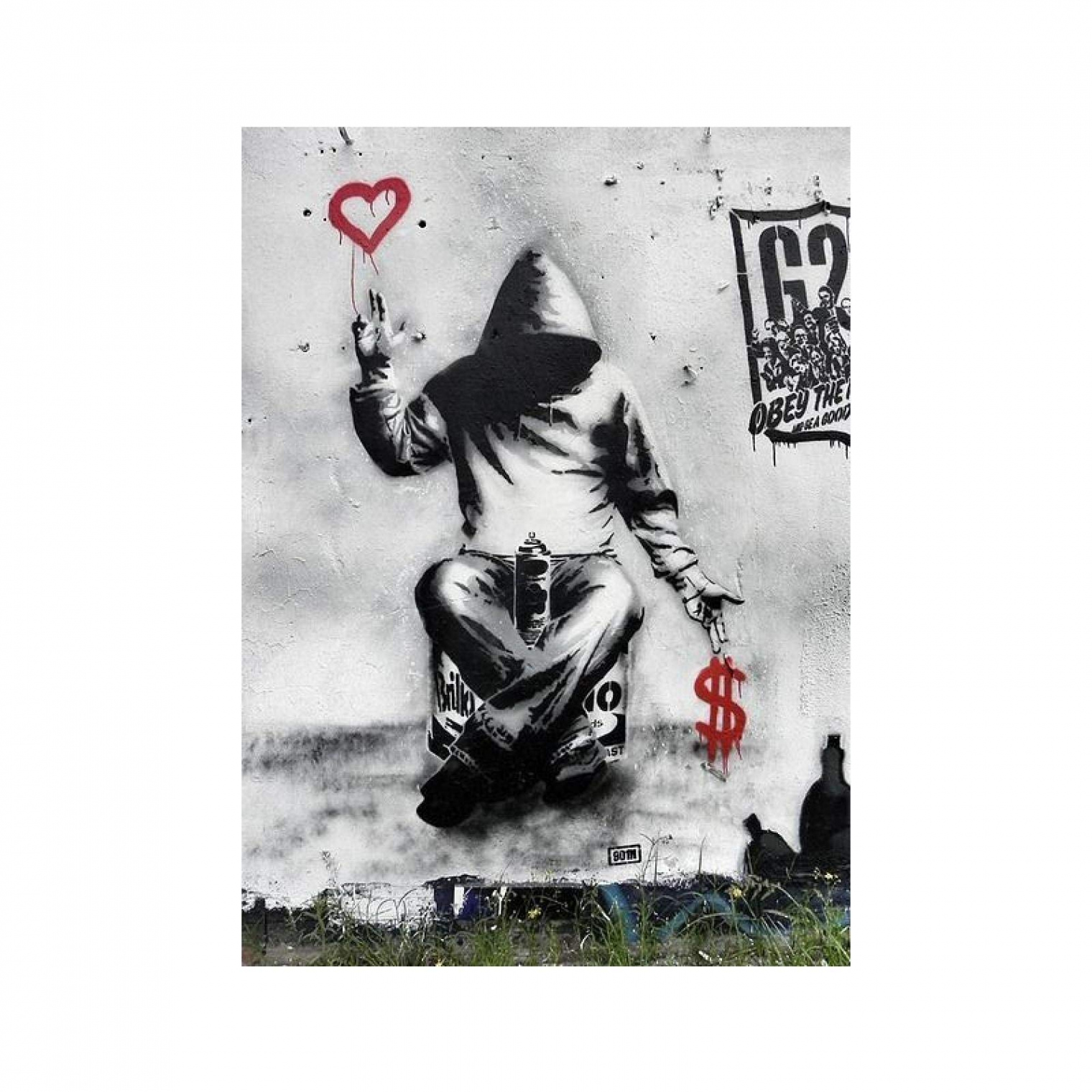 Banksy Love Over Money Graffiti Street Art Leinwand Gemälde Große Szie  Wandkunst Bilder für Teenage Home Decor xcm(xin) Rahmenlos