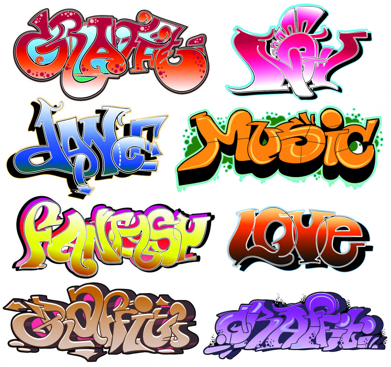 Beautiful graffiti font design  vector Free Vector / Vector