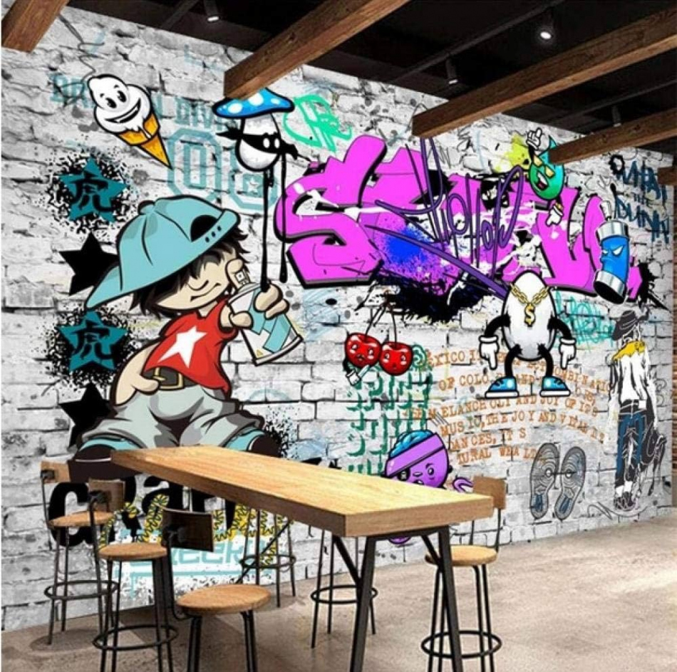 Benutzerdefinierte Wandbild Tapete Fashion Style Trend Street Art Graffiti  Backsteinmauer Hintergrund Tapete Restaurant