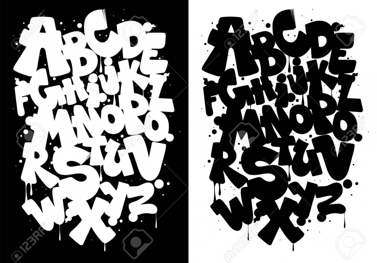 Black And White Graffiti Alphabet, Font Vector Royalty Free SVG