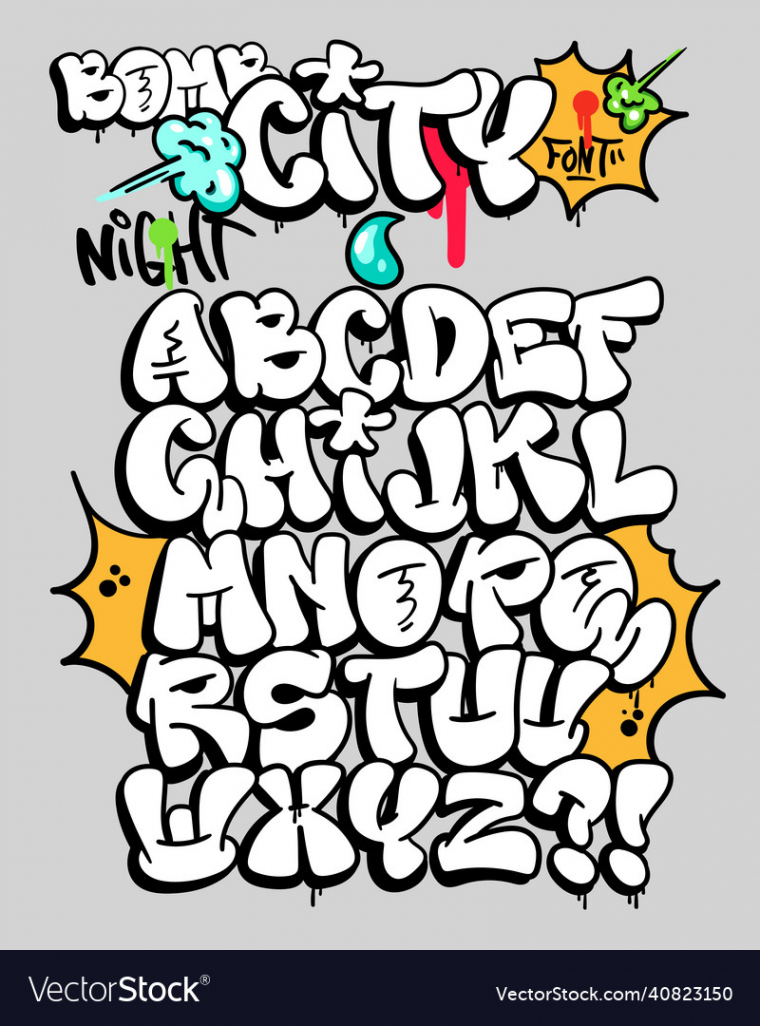 Bomb city font Royalty Free Vector Image - VectorStock