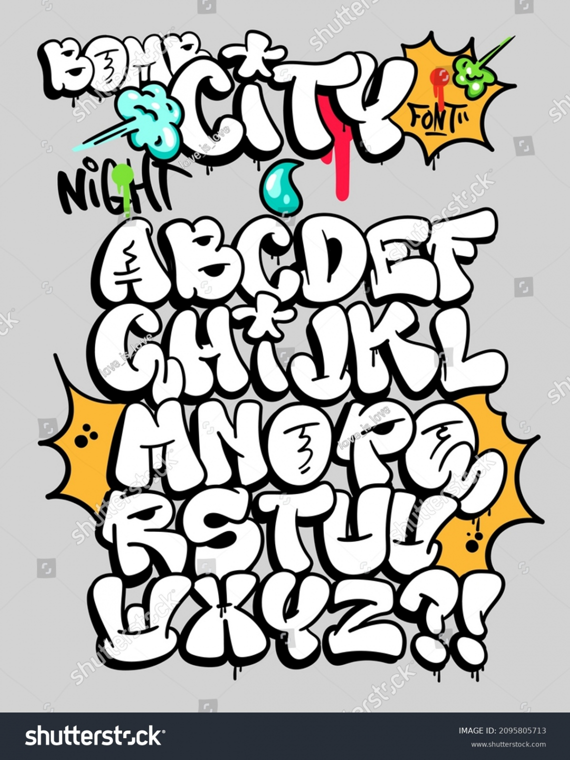 Bomb City Vector Letters Set Graffiti Stock Vector (Royalty Free