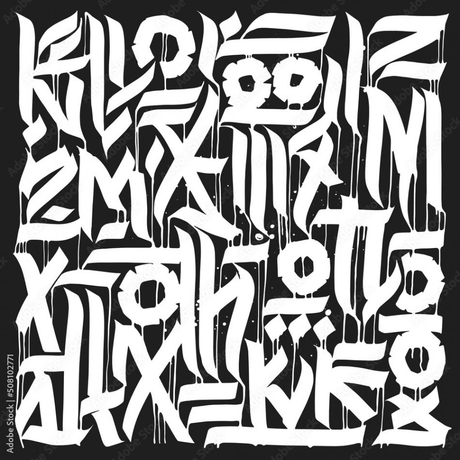 Calligraphy abstract graffiti lettering, grunge gothic design