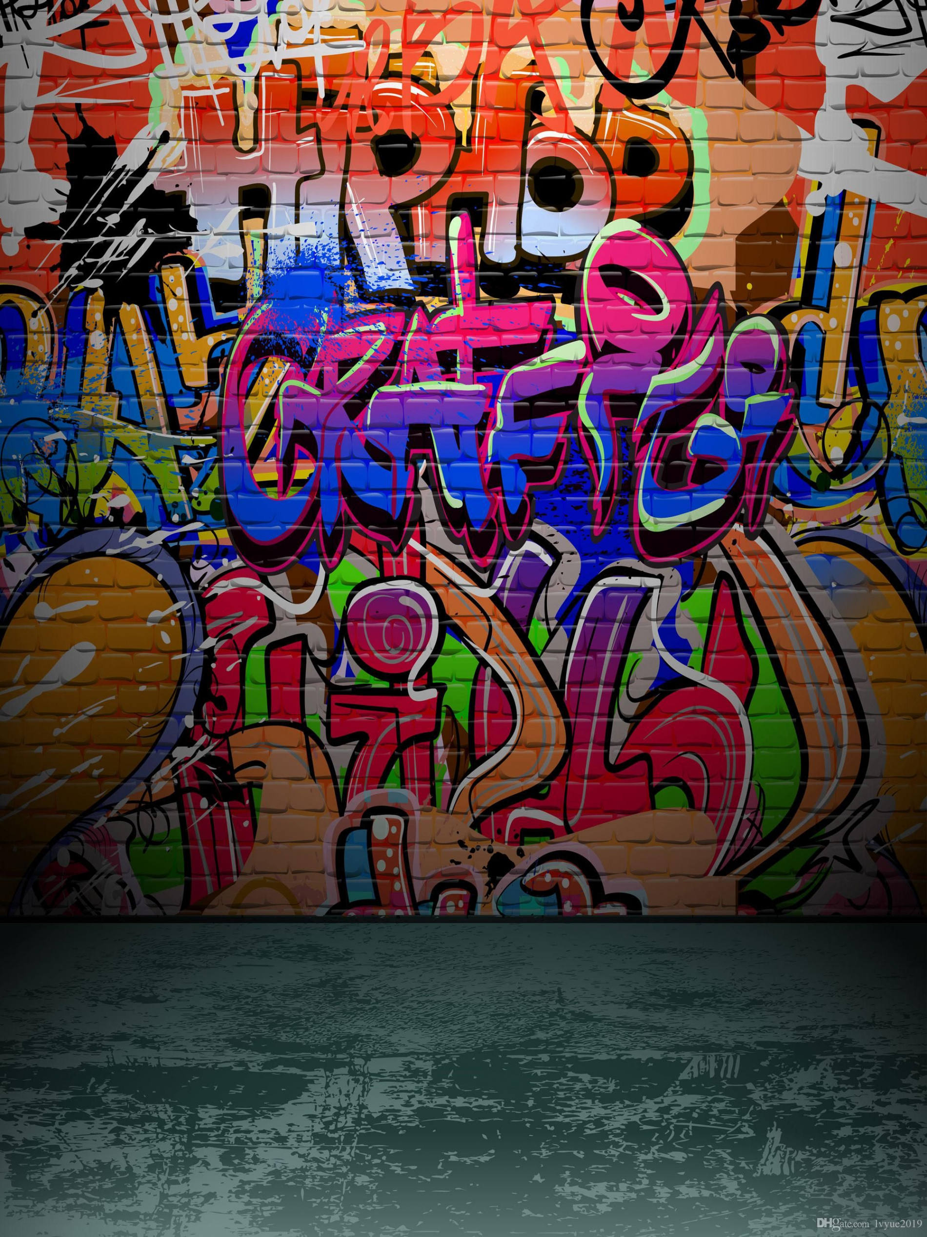 Color Graffiti Hip Hop Backdrops Vinyl Photography Brick Wall