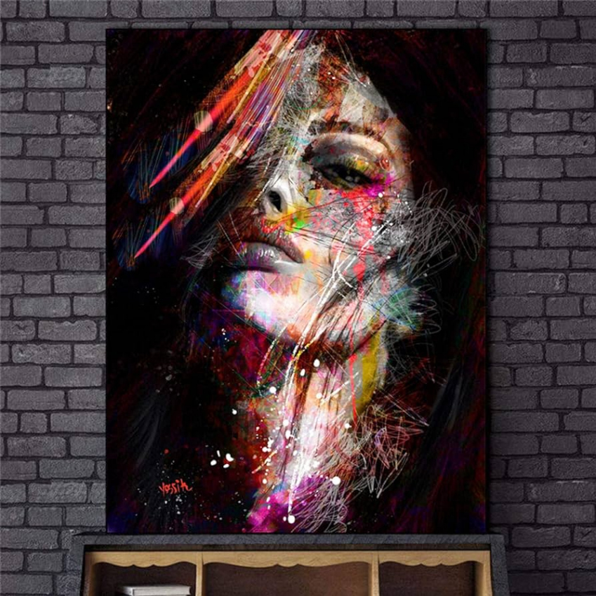 Colorful Graffiti Art Girl Face Paintings on Canvas Wall Poster Prints  African Street Art Pictures Wall Decor Artwork xcm Frameless