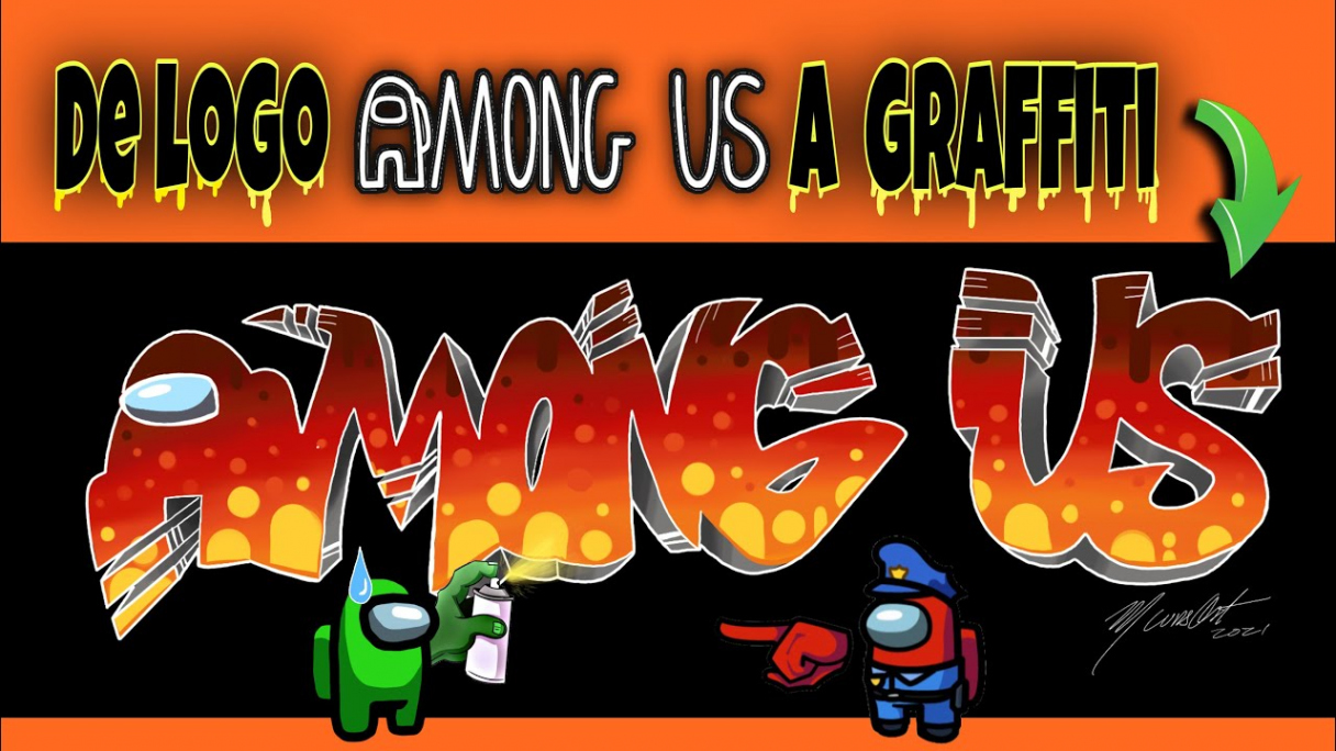 CONVIERTO EL LOGO DE AMONG US EN GRAFFITI  #  GRAFFITI LOGO CHALLENGE   CunsArt