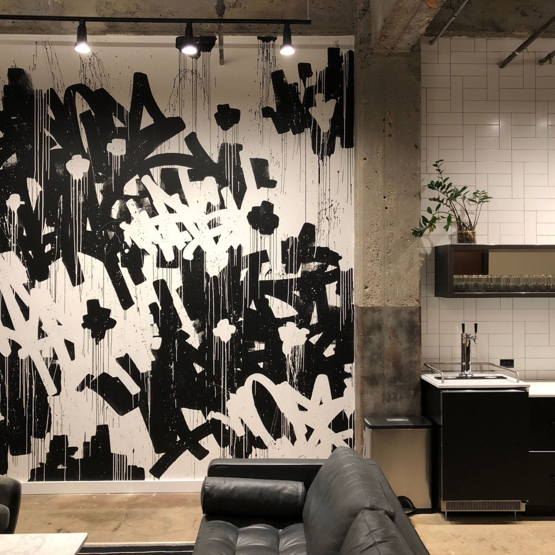 Corporate Graffiti Wall - Creative Mural Idea in Black & White