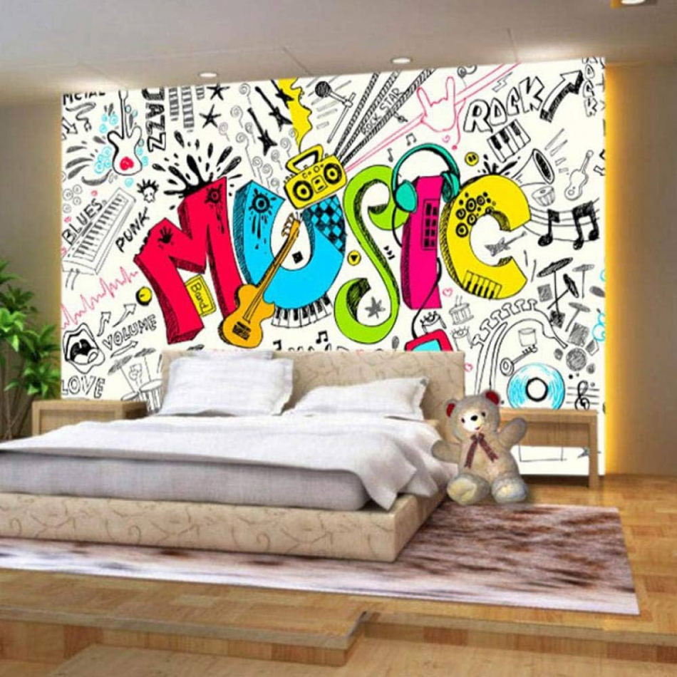 Customized D Abstract Music Kids Room Graffiti Large Wall Mural Cafe  Restaurant Bar Bedroom Street Rock Wallpaper *cm x cm (