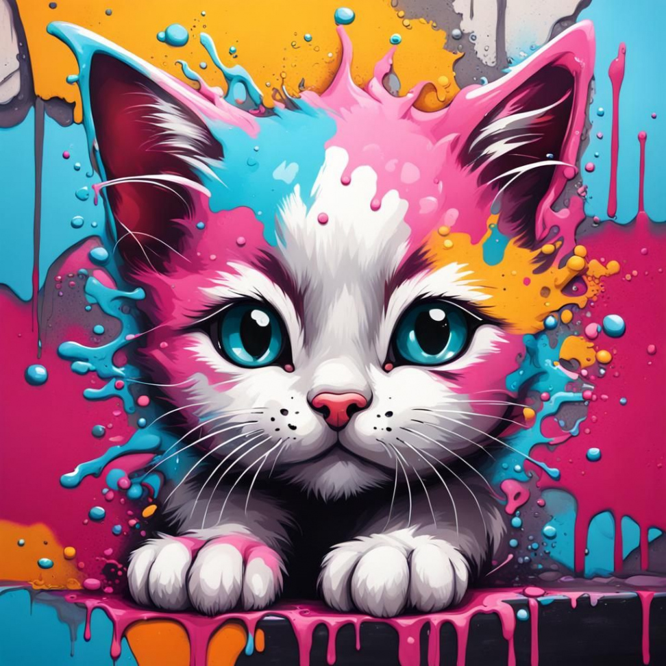 cute kitten graffiti art - AI Generated Artwork - NightCafe Creator