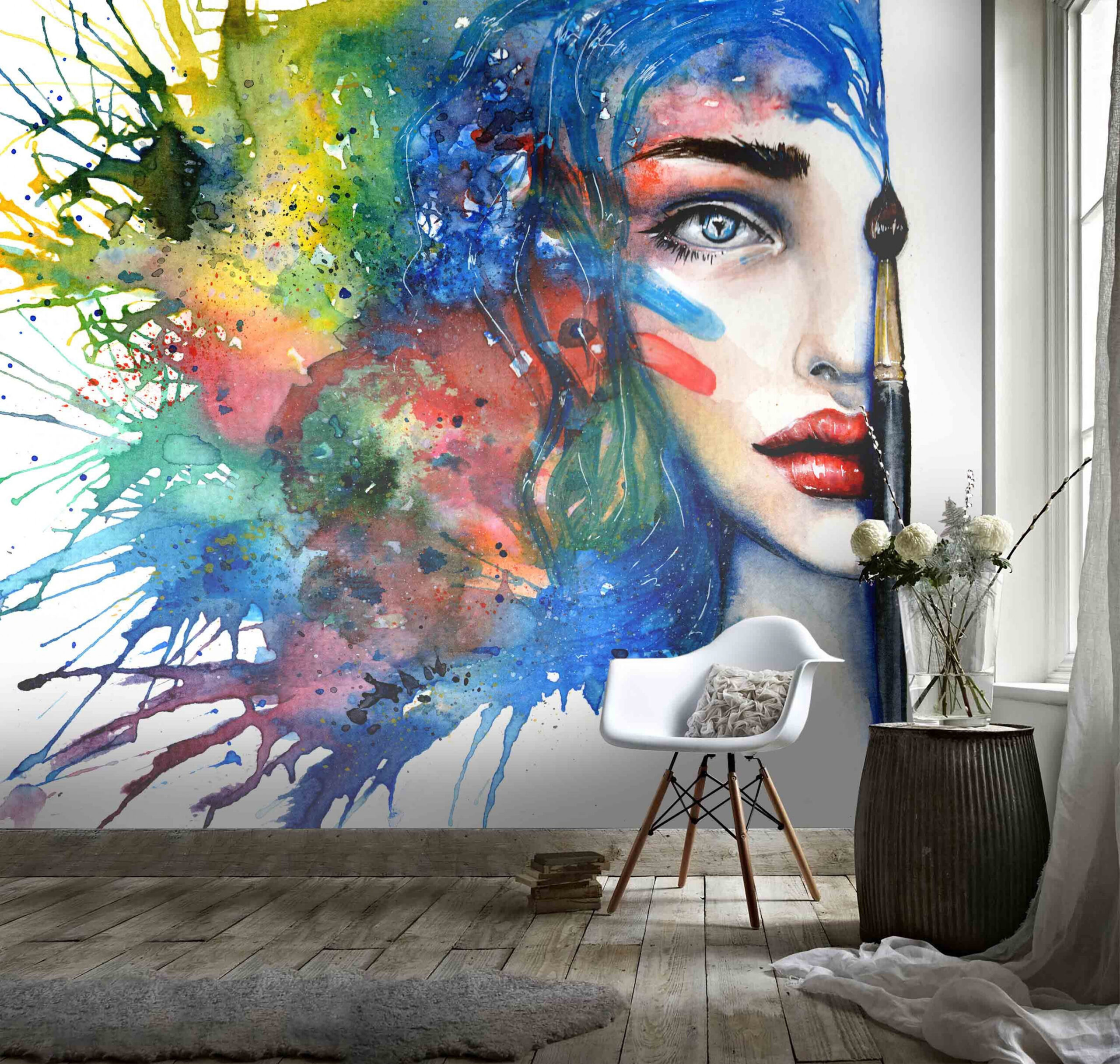 D Graffiti Wallpaper Frau Gesicht Wandbild Make-up - Etsy