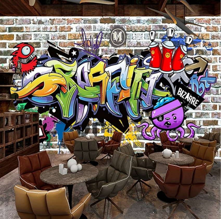 D Handgemalte Street Graffiti Brick Wall Wandbild Fototapete Ktv Bar Cafe  Restaurant Poster Art Wall-50 * Cm