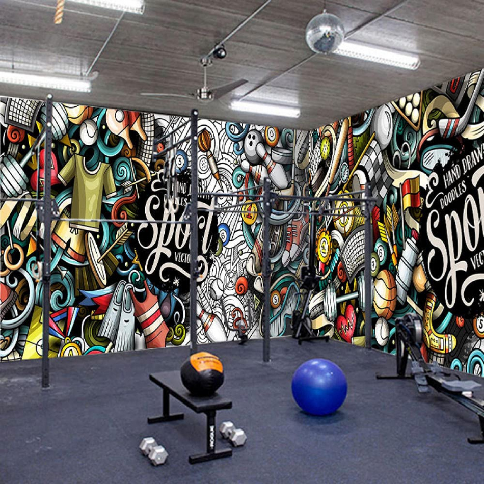 D Letters Graffiti Wallpaper Personality Sports Gym Background Wall  Decoration Mural Dance Studio Wallpaper  cm x  cm