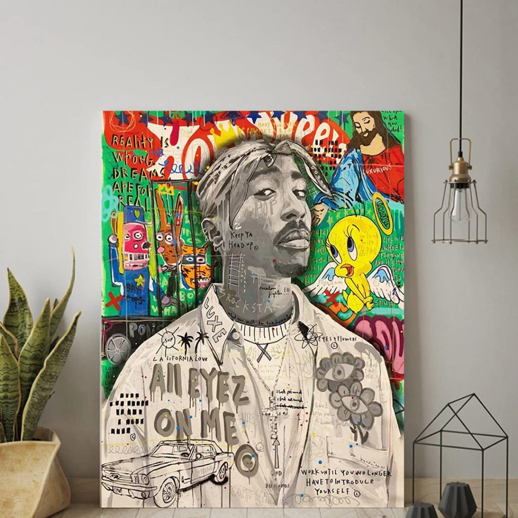 Danjiao Graffiti Tupac Pop Art Sänger Hip Hop Portrait Poster Pac