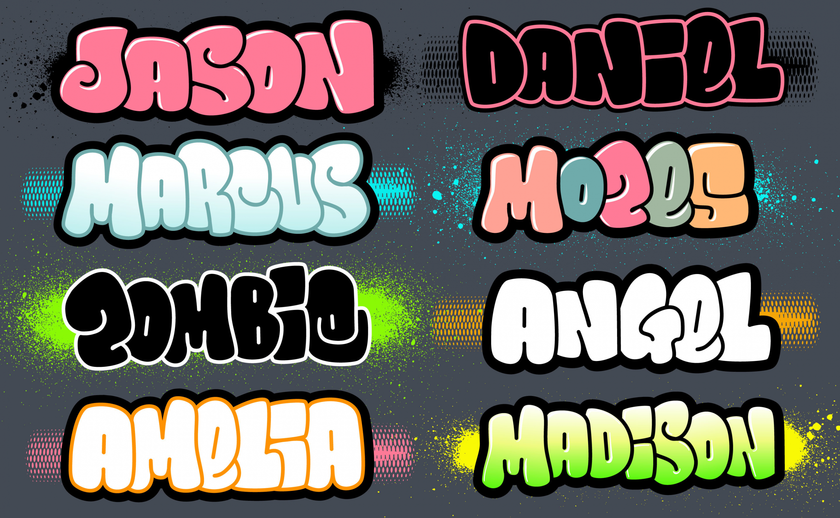 design a text,name or logo in bubble graffiti fonts