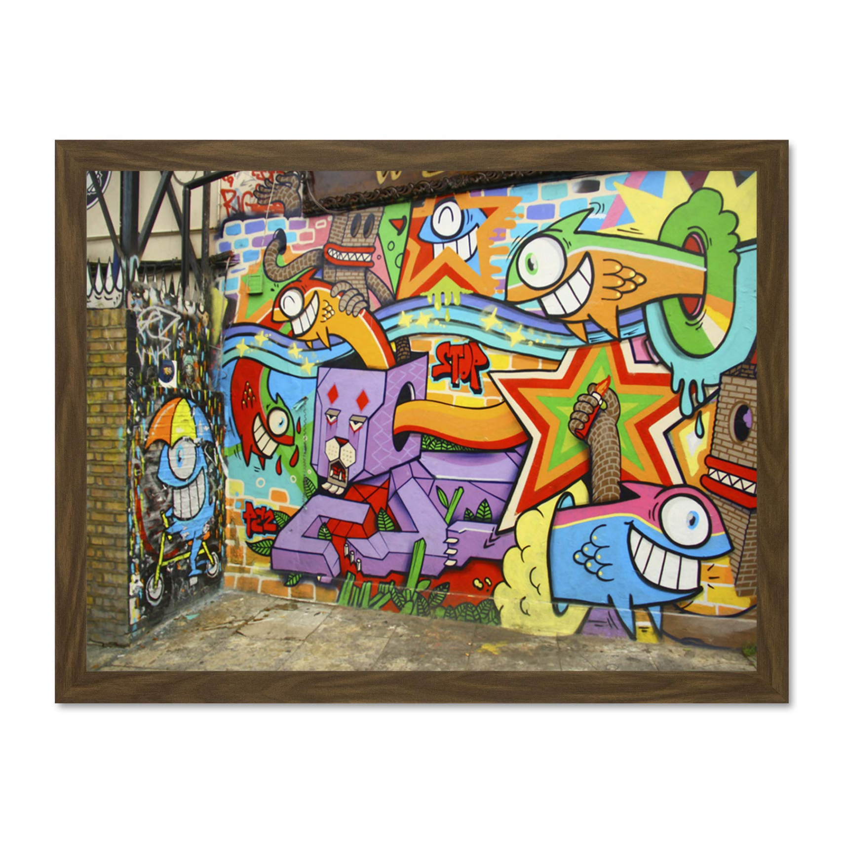 Doppelganger LTD Graffiti Mural Street Wall Trippy Fish Large Framed Art  Print Poster Wall Decor Mehr anzeigen Doppelganger LTD Graffiti Mural