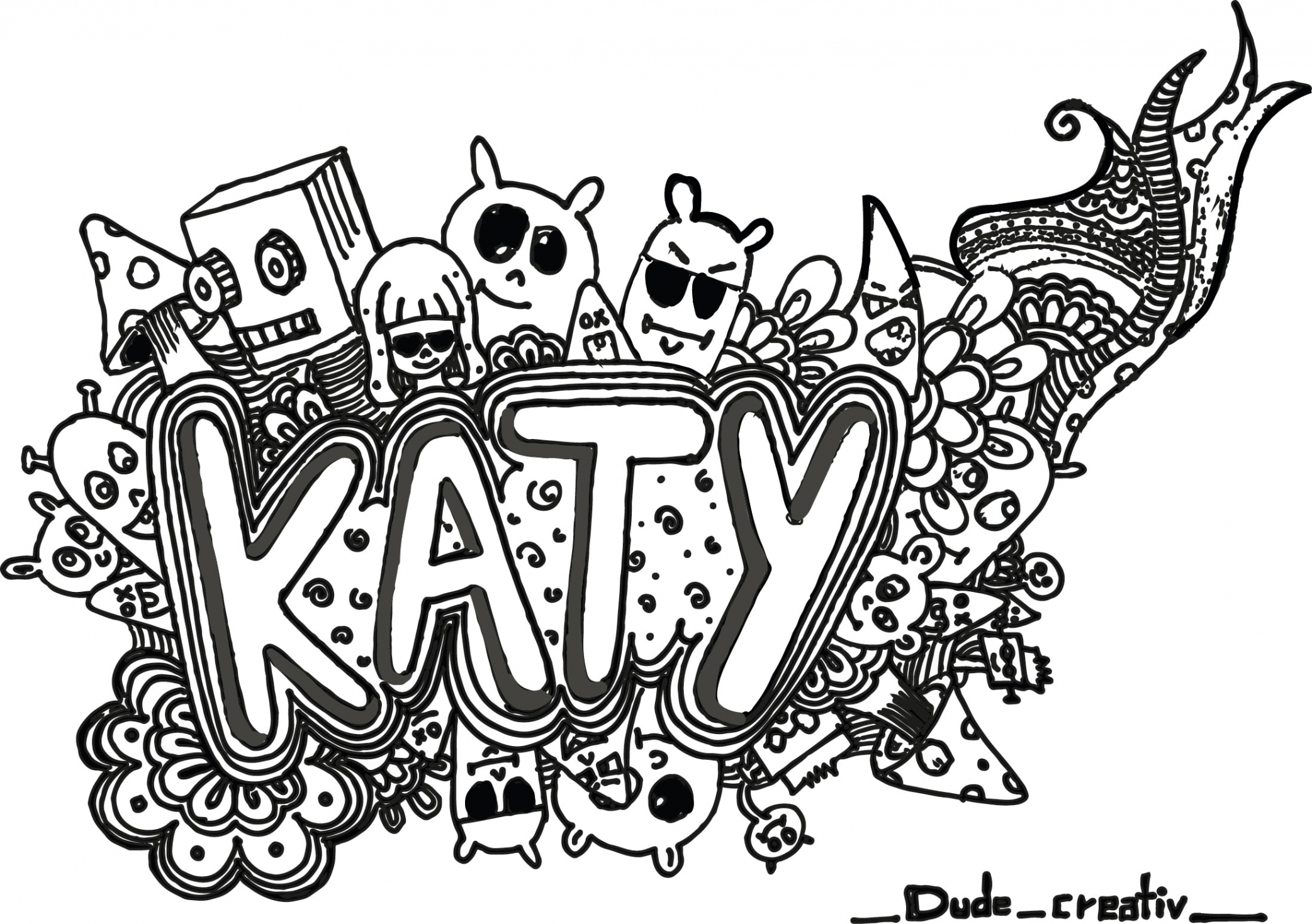 Draw amazing doodle art graffiti cartoon with your name by