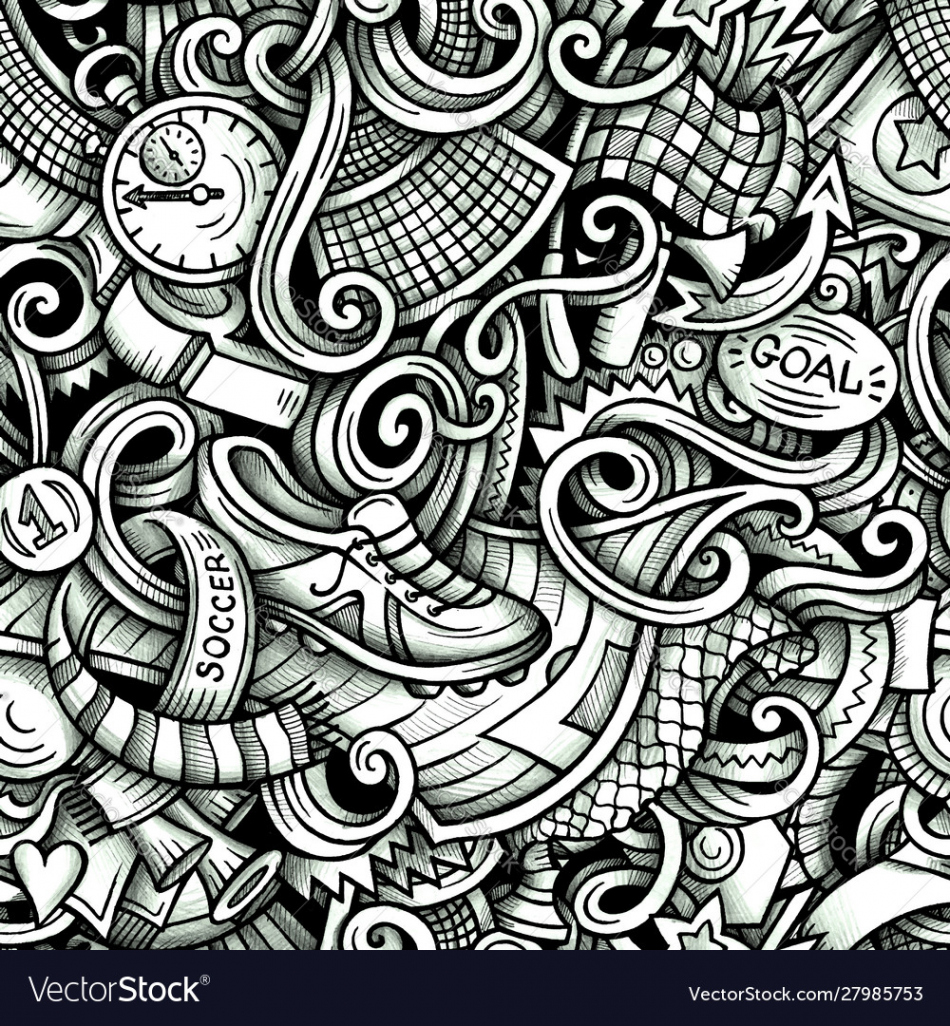 Football hand drawn doodles seamless Royalty Free Vector