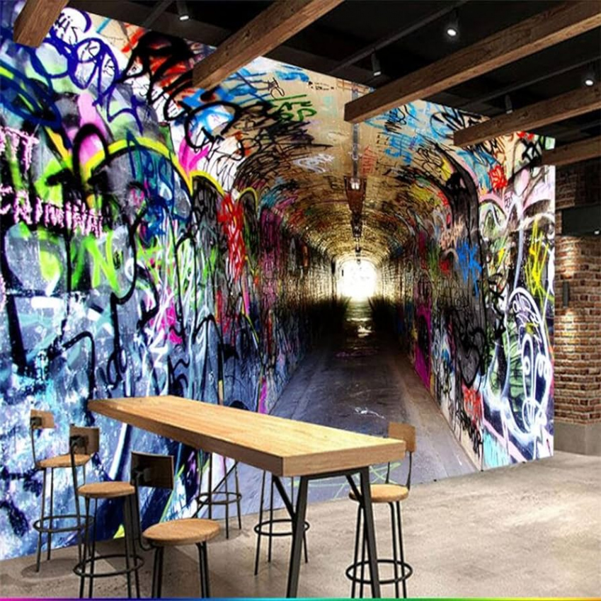 Fototapeten Gemälde D Abstrakte Graffiti Wall Mural, Sunshine Time Tunnel  Wandtapete, 50 x  cm Vliestapete Wandbilder Moderne Wanddeko Wohnzimmer