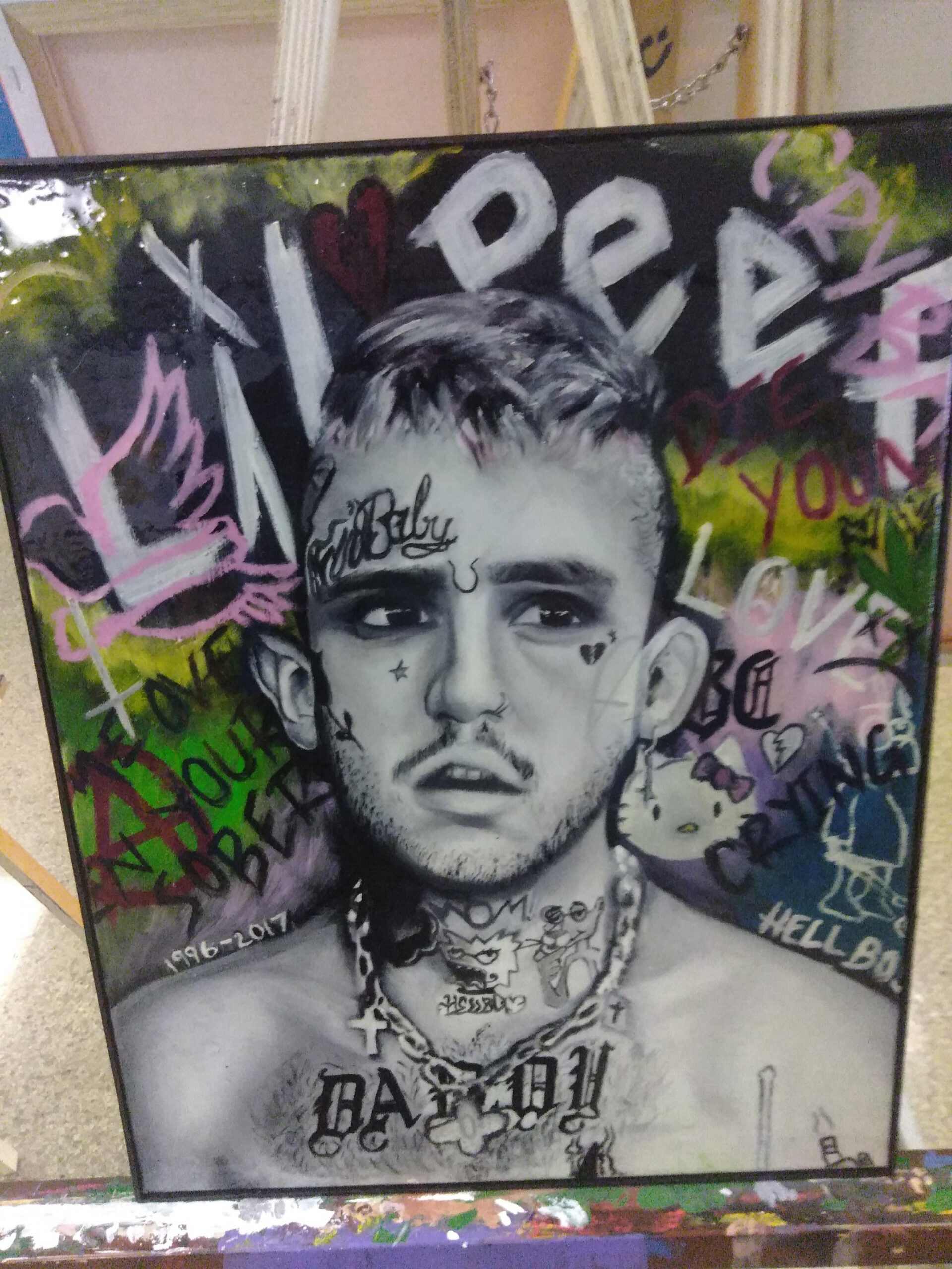 Found a Lil Peep painting at my school