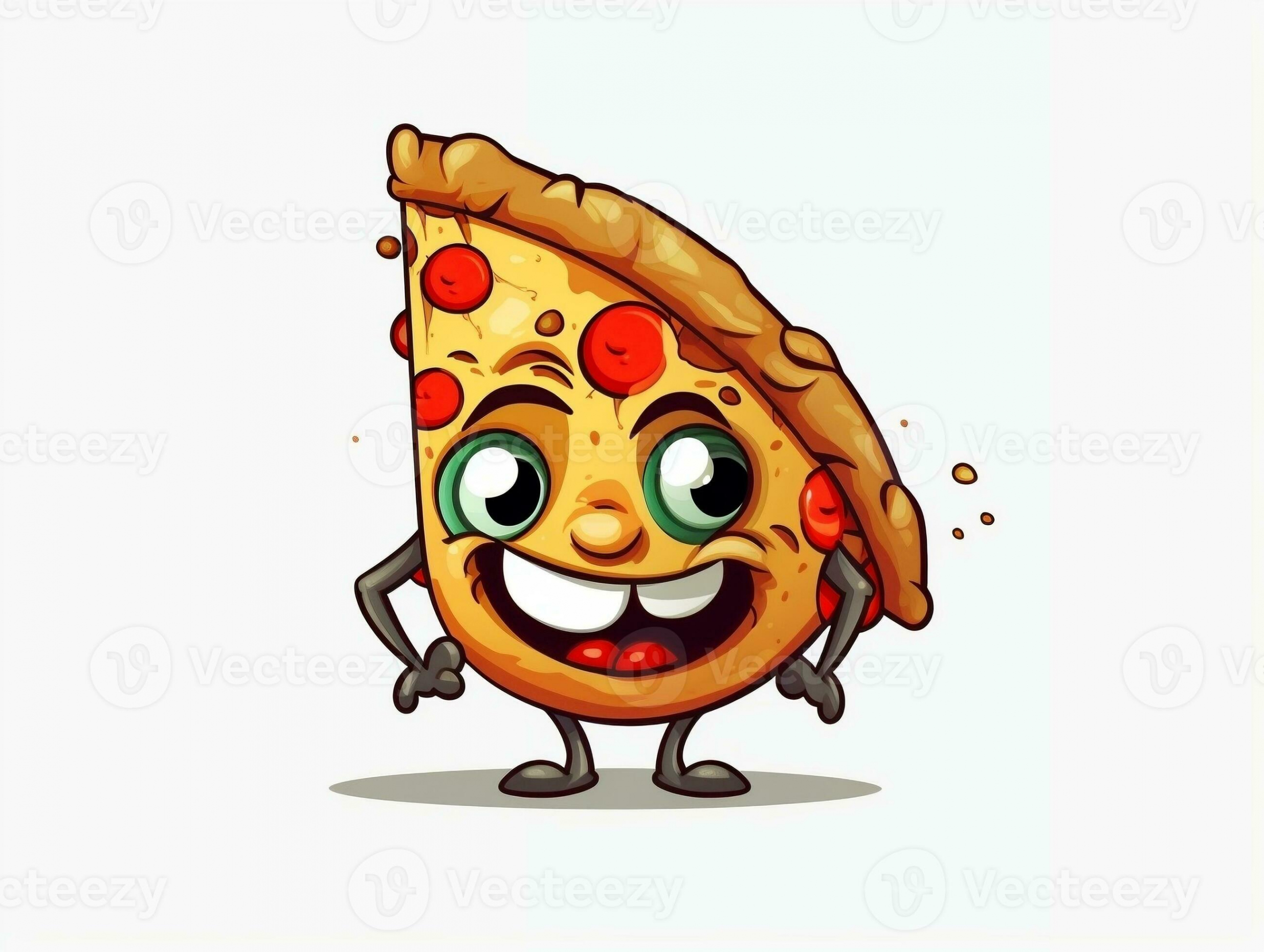 Funny pizza slice cartoon character clipart, graffiti doodling