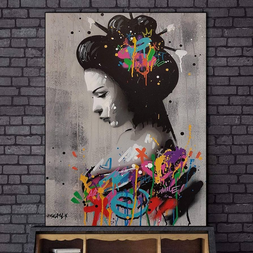 GEGEBIANHAOKAN Art Painted On The Wall Graffiti Art Canvas Poster