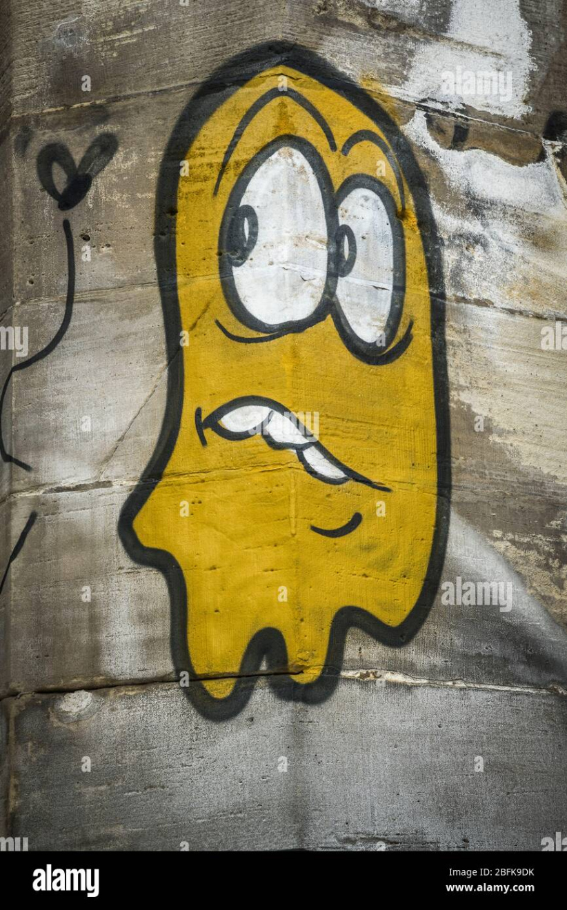 Ghost graffiti on a urban wall Stock Photo - Alamy