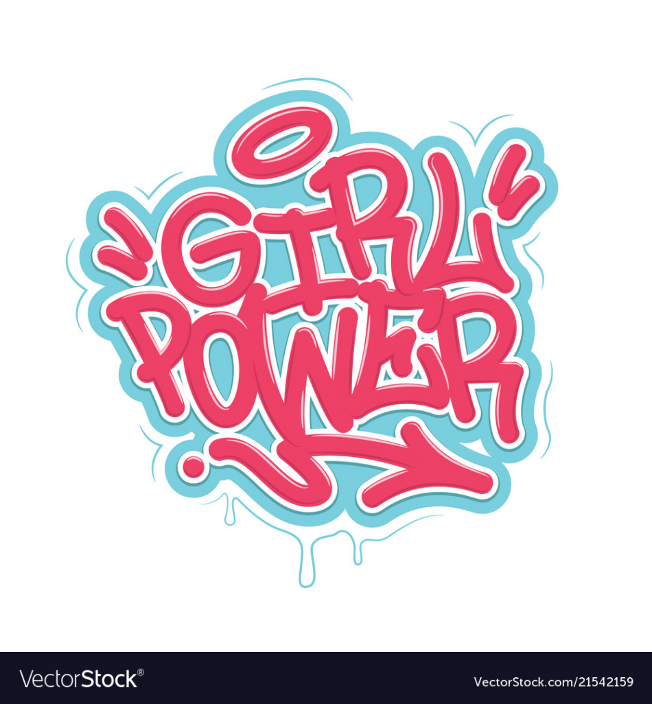 Girl power tag graffiti style label lettering Vector Image