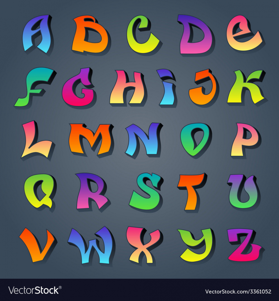 Graffiti alphabet colored Royalty Free Vector Image