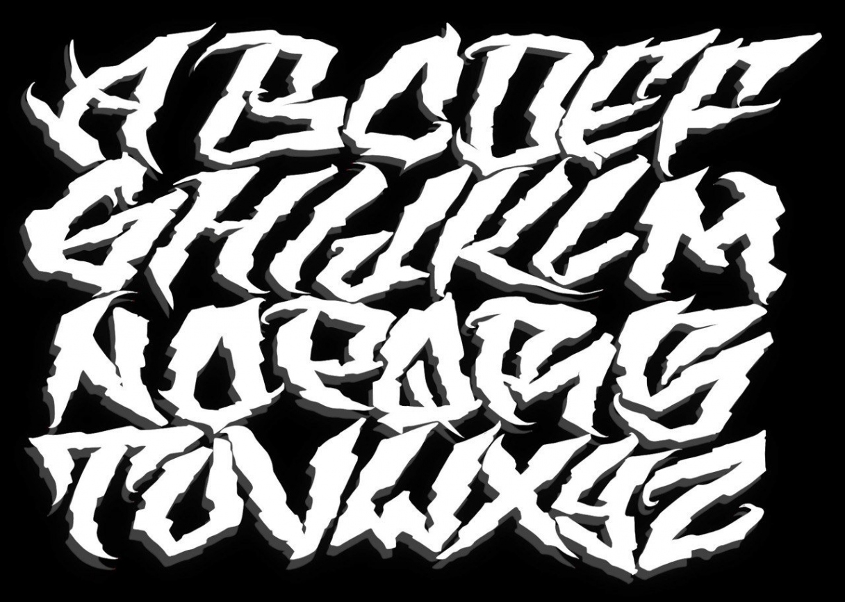 Graffiti Alphabet Dark Procreate Stamp Set Font Black Letter