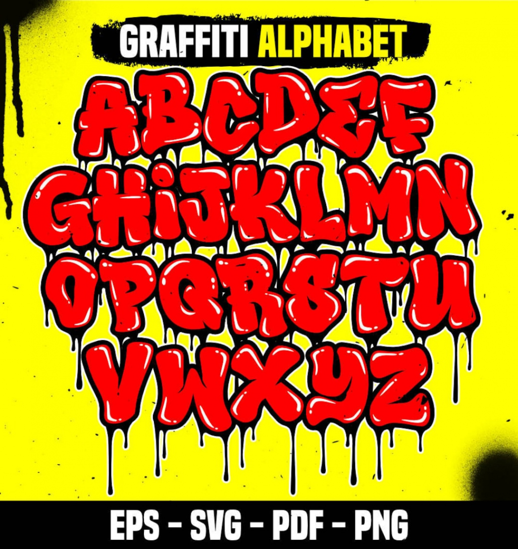 Graffiti Alphabet Dripping Font Red Alphabet Color Dripping - Etsy UK