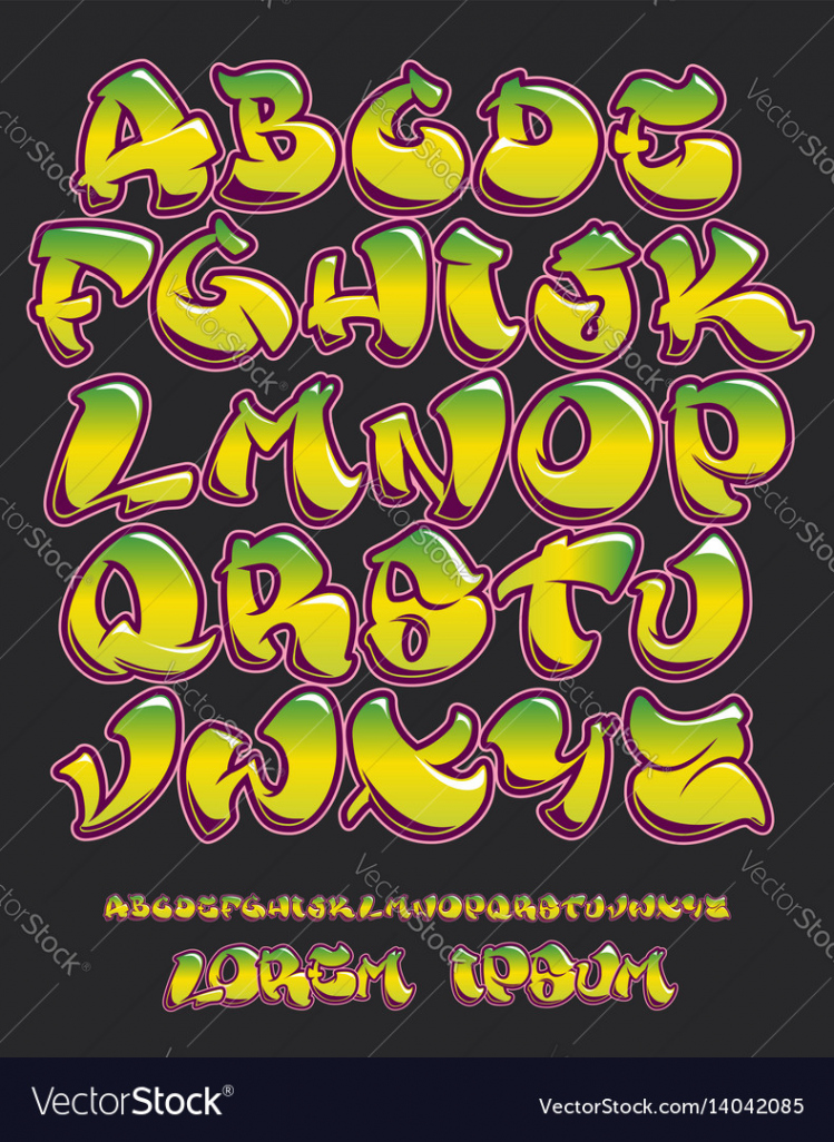 Graffiti alphabet- hand written - font Royalty Free Vector