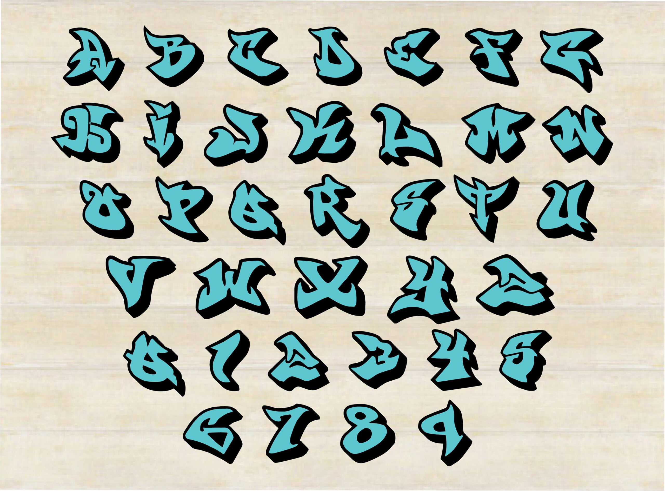 Graffiti Alphabet SVG/PNG/Ai/DXF, Grffiti Numbers, GrffitiLetters Clipart,  Cricut file