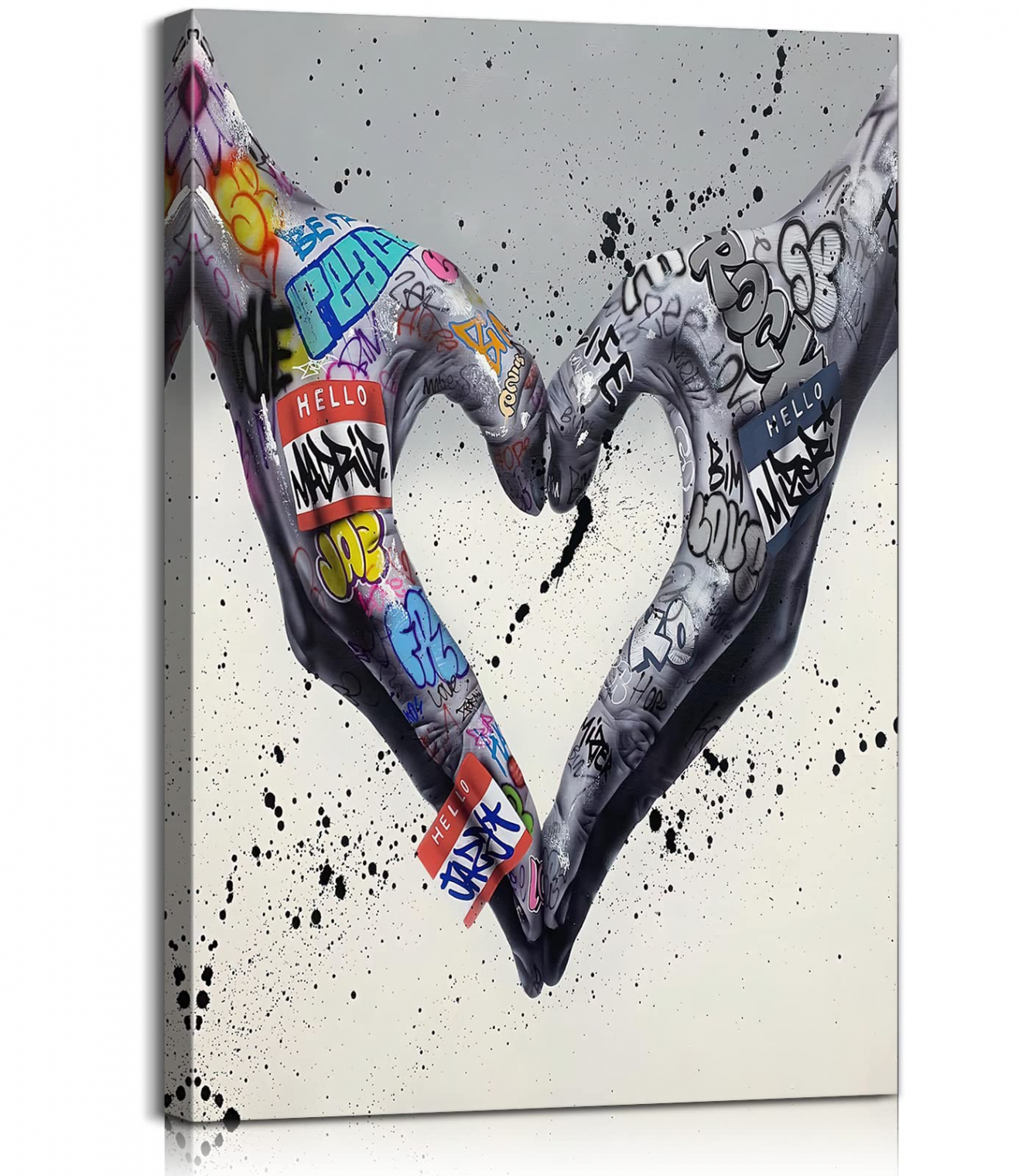 Graffiti Art Heart Graffiti Wall Art Heart Shape Colorful Wall Art Love  Painting Hand Wall Art Wall Decor Gifts for Lover Home Ready to Hang