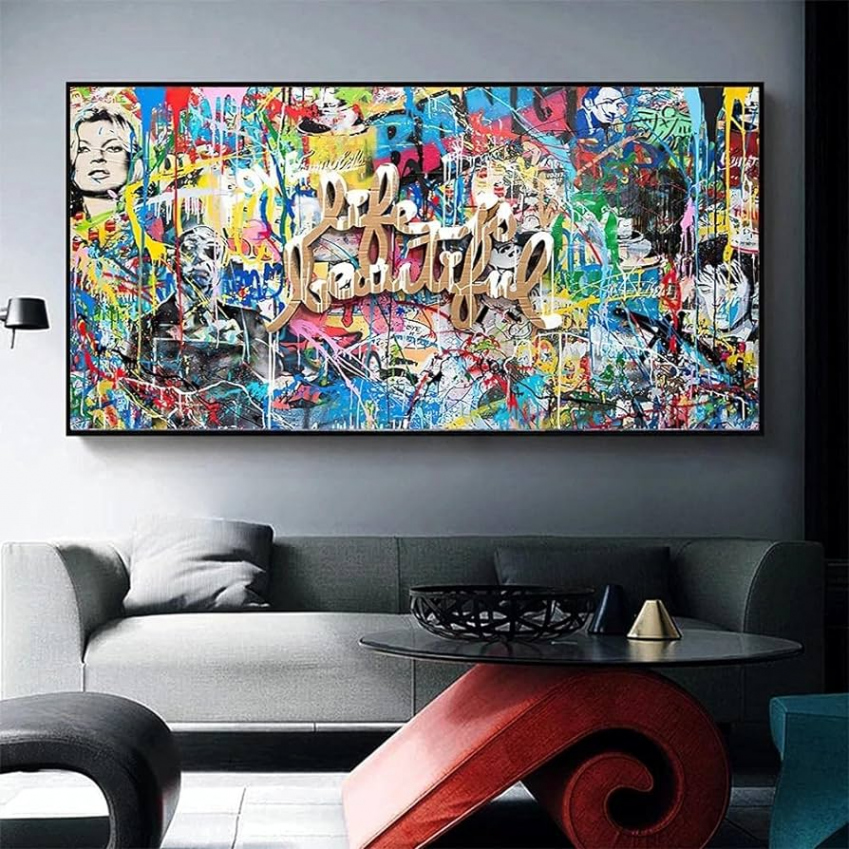 Graffiti Art Life is Beautiful Canvas Painting Wall Art Street