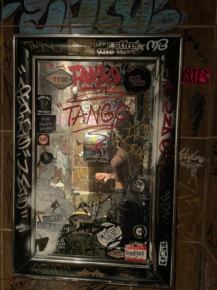 Graffiti bathroom mirror in   Mirror art, Framed art, Tattoo