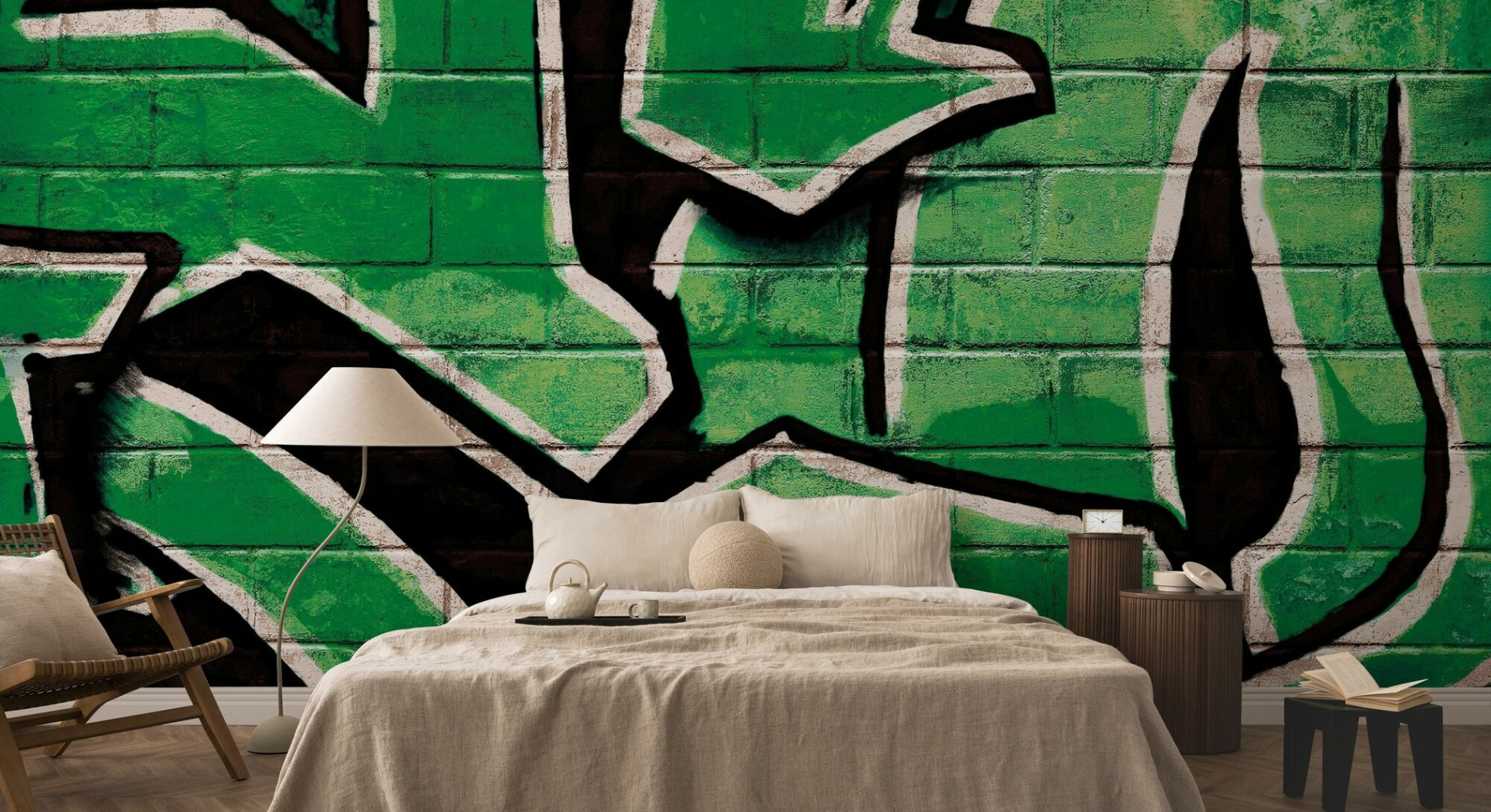 Graffiti Brick Wall - Green