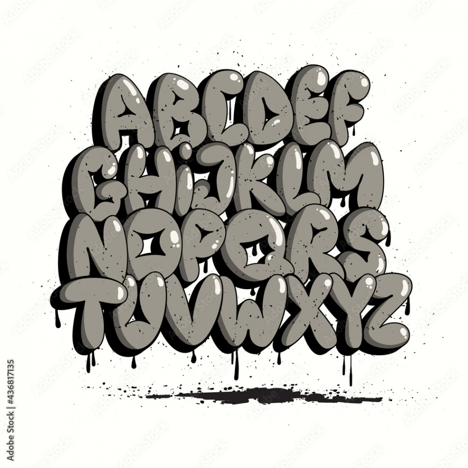 Graffiti Bubble Alphabet. Bubble letters